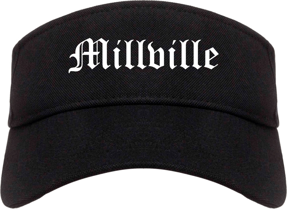 Millville New Jersey NJ Old English Mens Visor Cap Hat Black