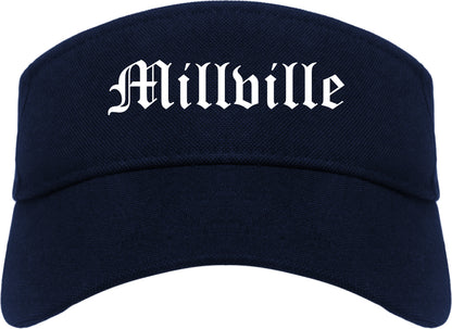 Millville New Jersey NJ Old English Mens Visor Cap Hat Navy Blue