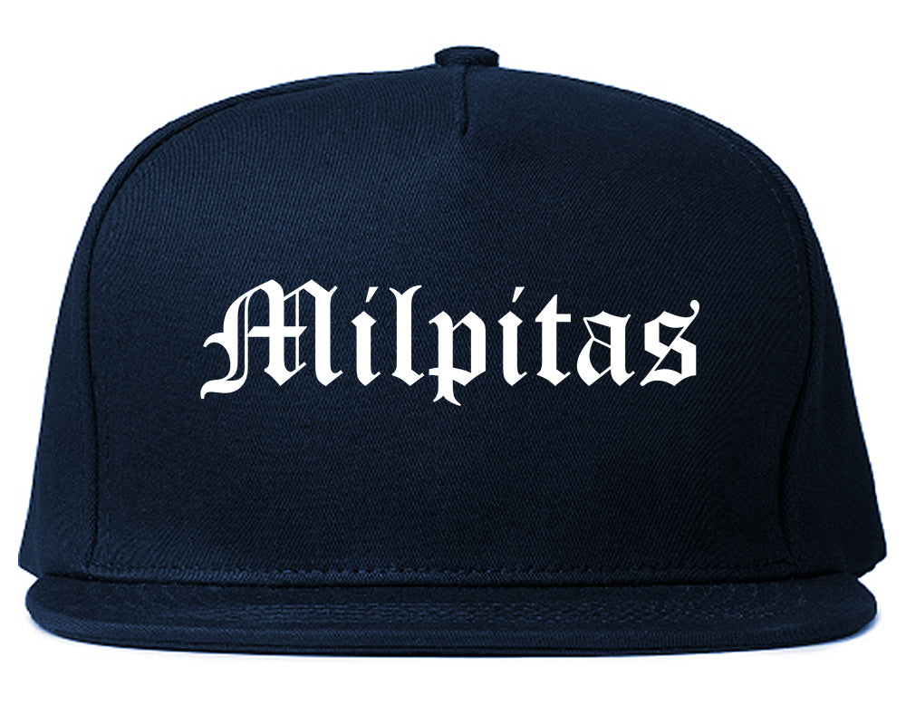 Milpitas California CA Old English Mens Snapback Hat Navy Blue