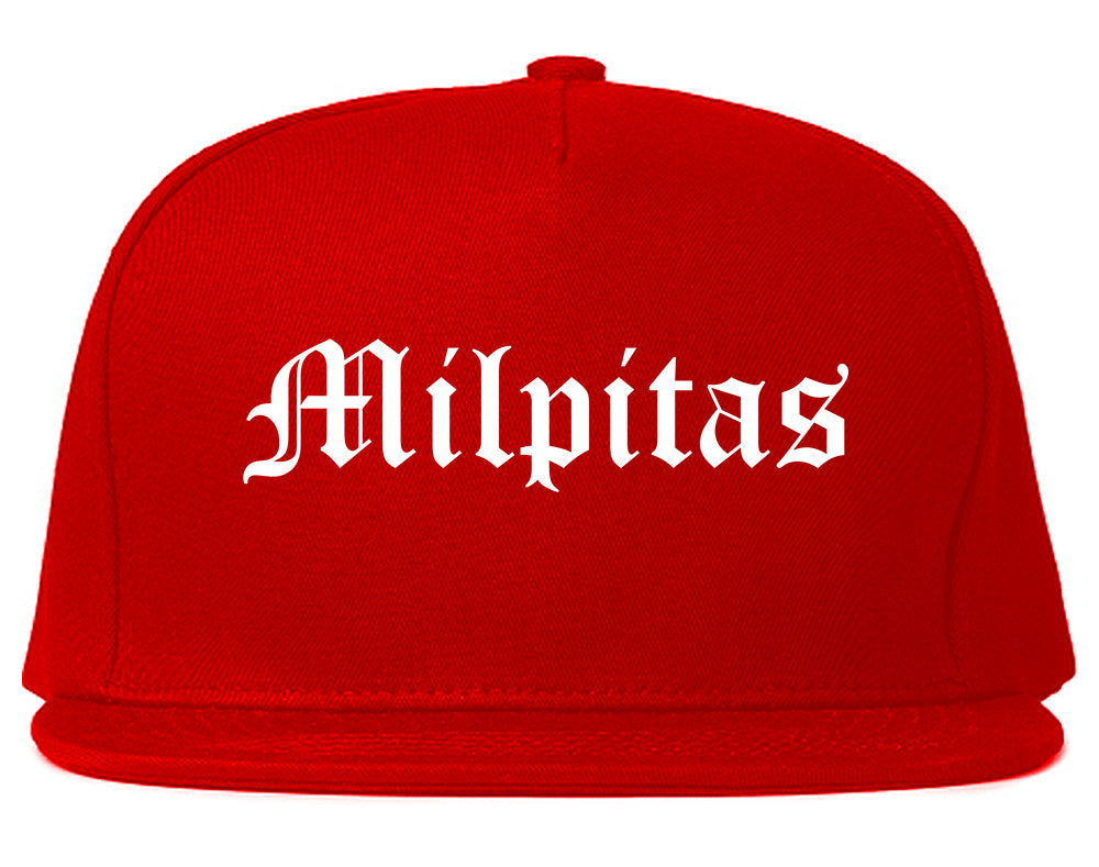 Milpitas California CA Old English Mens Snapback Hat Red