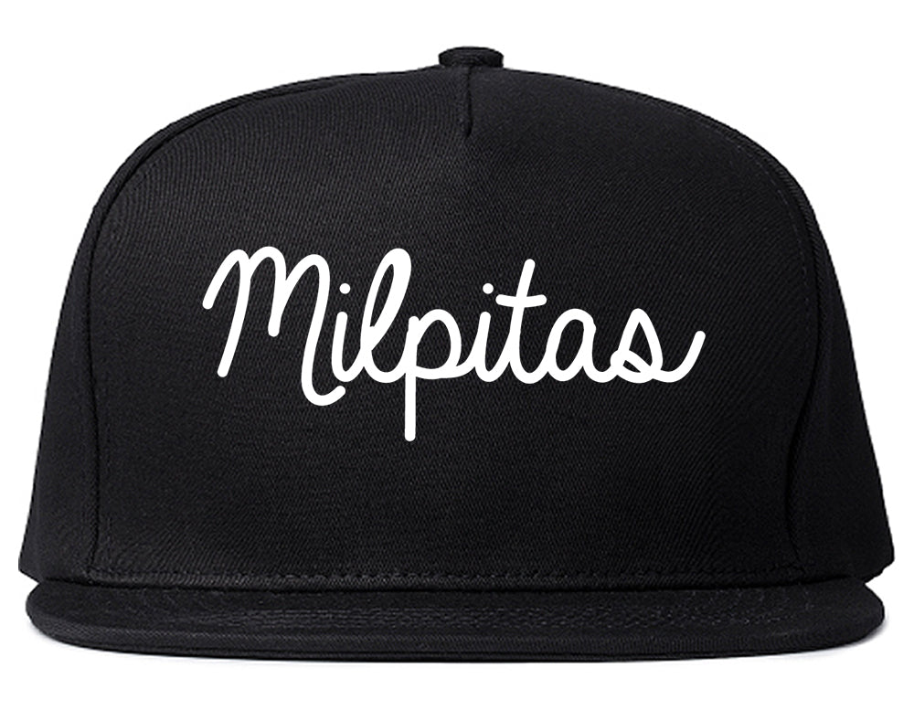 Milpitas California CA Script Mens Snapback Hat Black