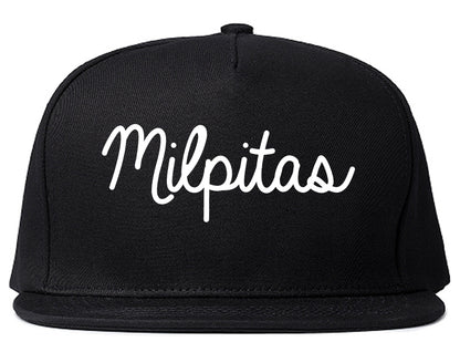 Milpitas California CA Script Mens Snapback Hat Black