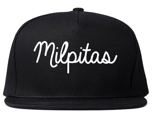 Milpitas California CA Script Mens Snapback Hat Black