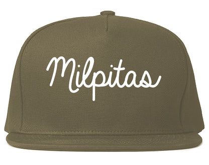 Milpitas California CA Script Mens Snapback Hat Grey