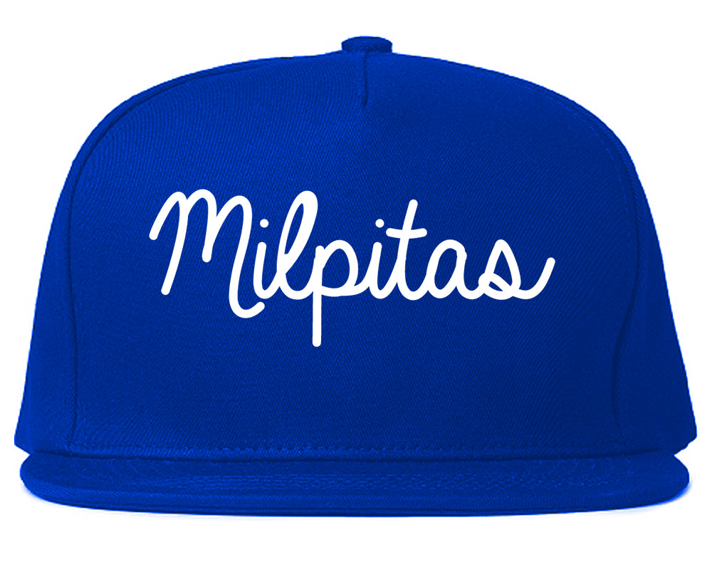 Milpitas California CA Script Mens Snapback Hat Royal Blue