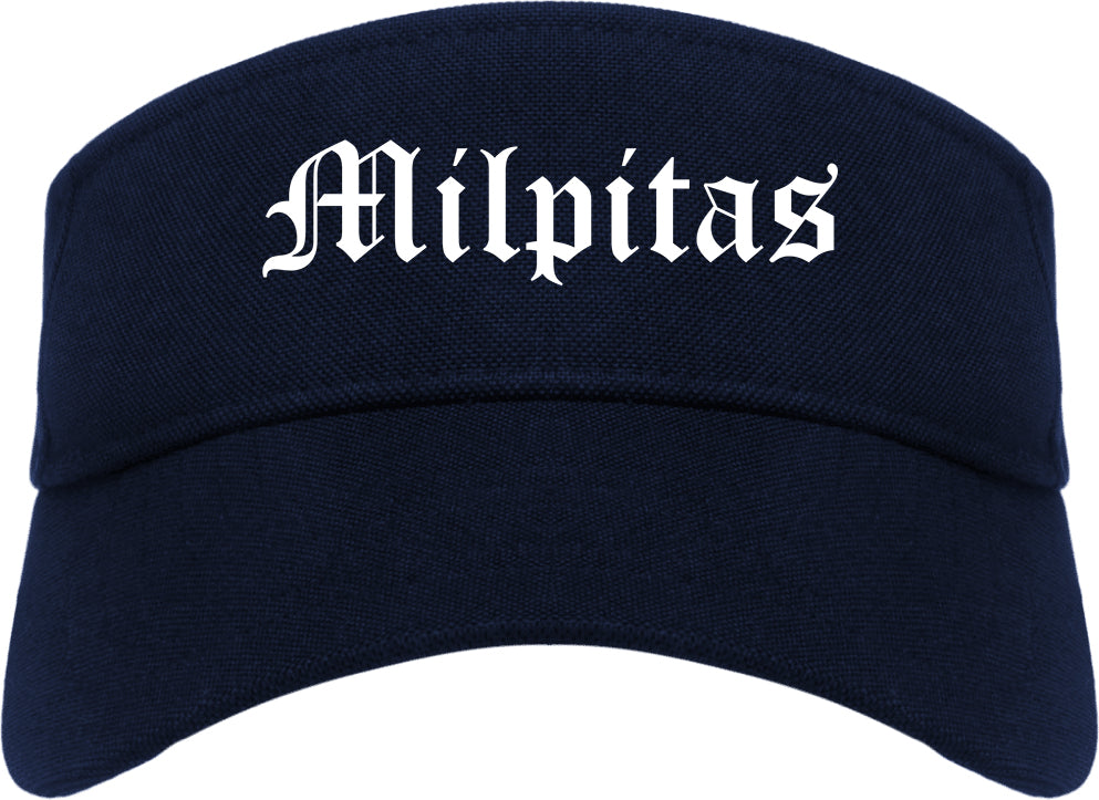 Milpitas California CA Old English Mens Visor Cap Hat Navy Blue