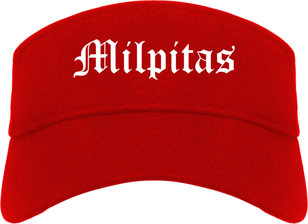 Milpitas California CA Old English Mens Visor Cap Hat Red