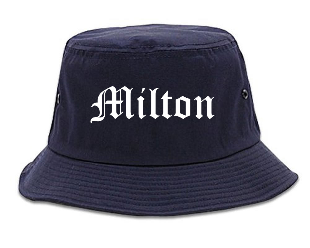 Milton Florida FL Old English Mens Bucket Hat Navy Blue