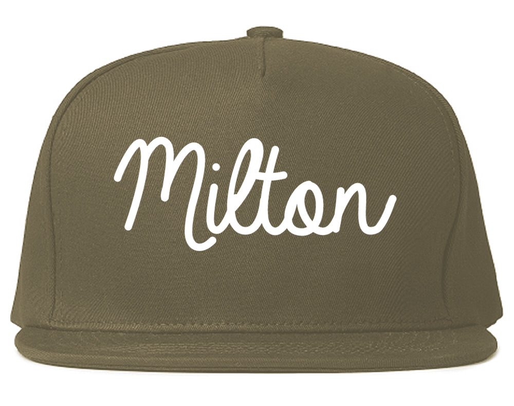 Milton Florida FL Script Mens Snapback Hat Grey