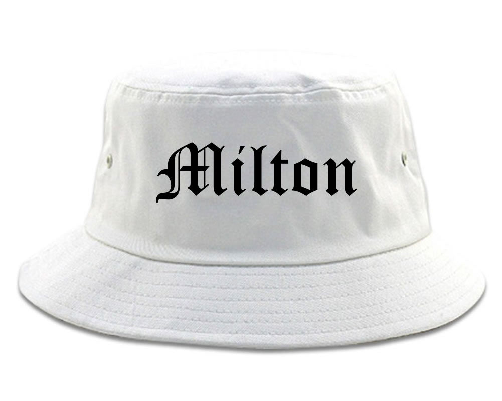 Milton Florida FL Old English Mens Bucket Hat White