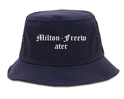 Milton Freewater Oregon OR Old English Mens Bucket Hat Navy Blue