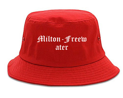 Milton Freewater Oregon OR Old English Mens Bucket Hat Red