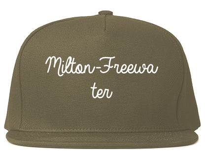 Milton Freewater Oregon OR Script Mens Snapback Hat Grey