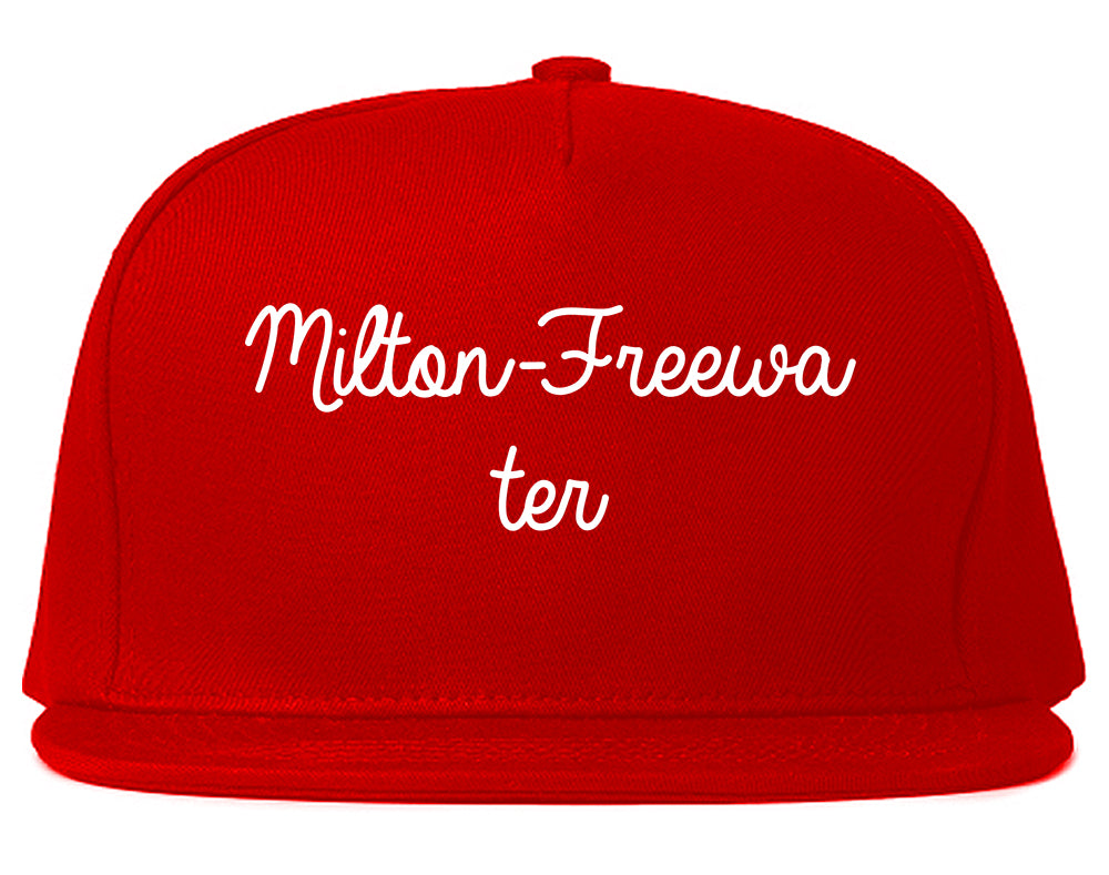 Milton Freewater Oregon OR Script Mens Snapback Hat Red
