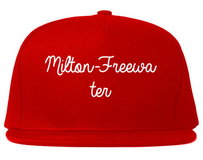 Milton Freewater Oregon OR Script Mens Snapback Hat Red