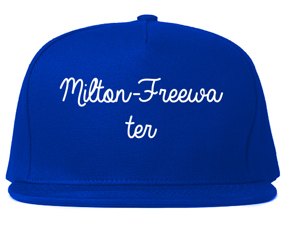 Milton Freewater Oregon OR Script Mens Snapback Hat Royal Blue