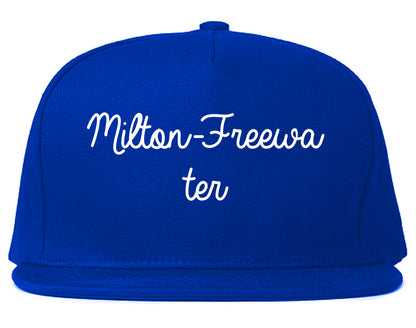 Milton Freewater Oregon OR Script Mens Snapback Hat Royal Blue