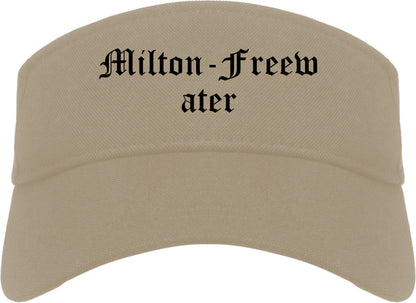 Milton Freewater Oregon OR Old English Mens Visor Cap Hat Khaki