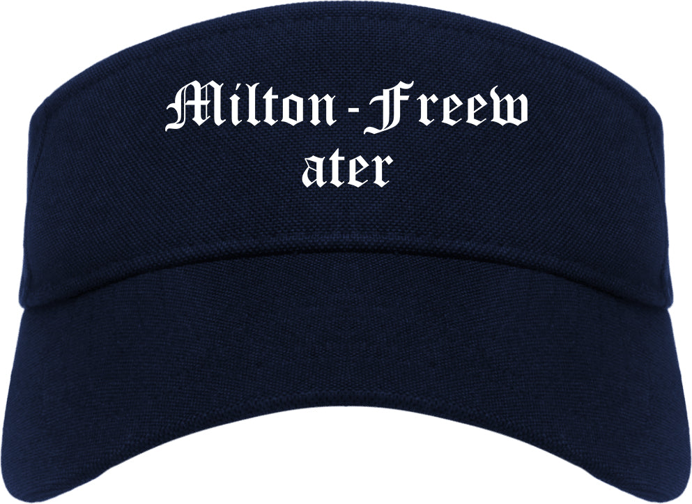 Milton Freewater Oregon OR Old English Mens Visor Cap Hat Navy Blue