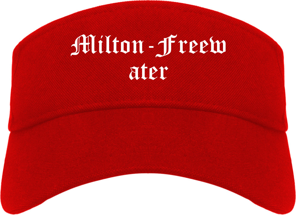 Milton Freewater Oregon OR Old English Mens Visor Cap Hat Red