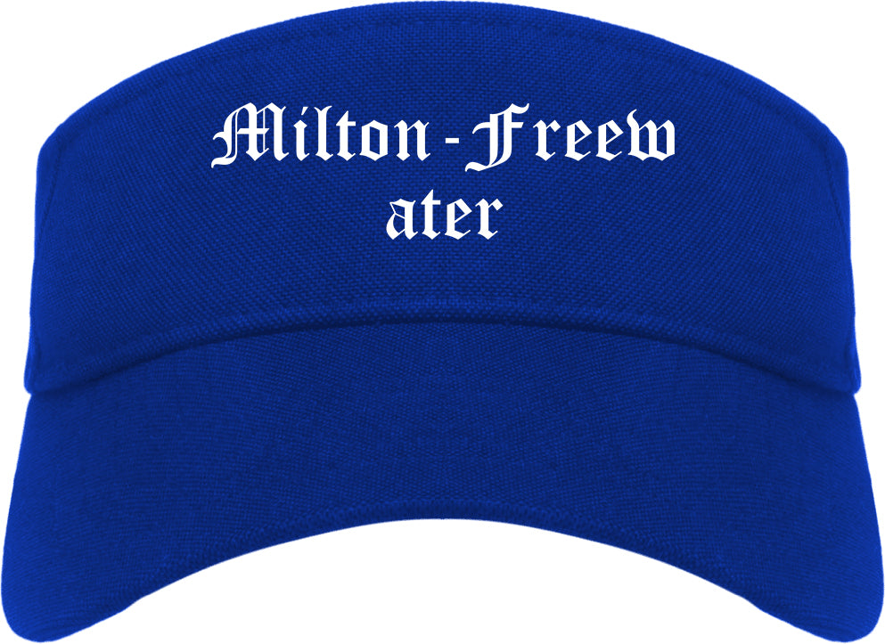 Milton Freewater Oregon OR Old English Mens Visor Cap Hat Royal Blue