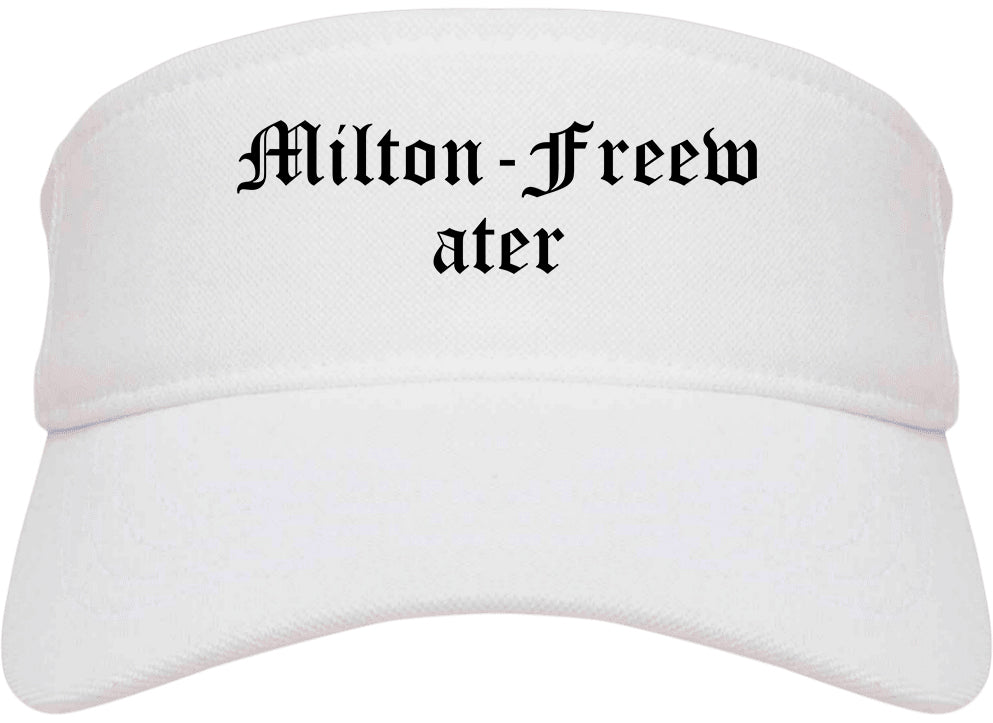 Milton Freewater Oregon OR Old English Mens Visor Cap Hat White