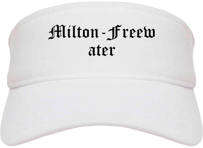 Milton Freewater Oregon OR Old English Mens Visor Cap Hat White