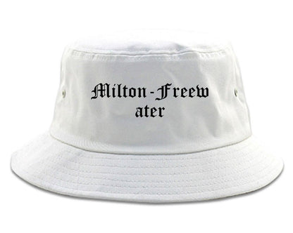 Milton Freewater Oregon OR Old English Mens Bucket Hat White