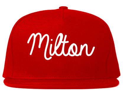 Milton Georgia GA Script Mens Snapback Hat Red