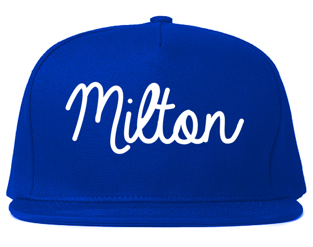 Milton Georgia GA Script Mens Snapback Hat Royal Blue