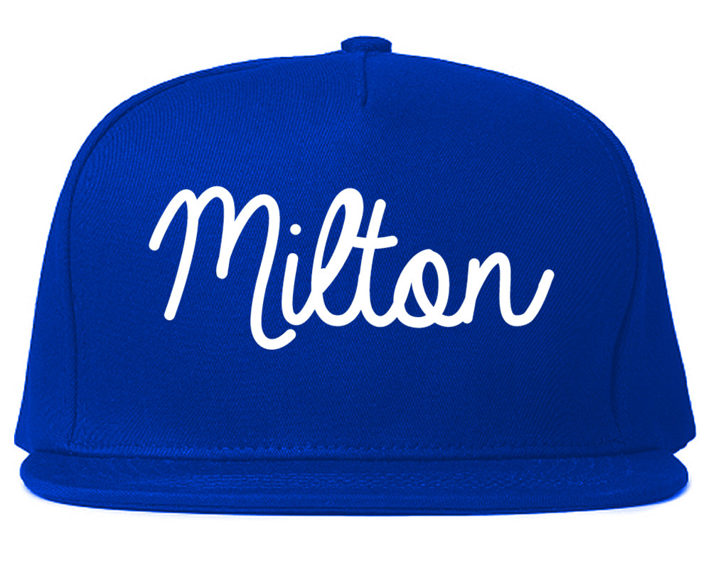 Milton Pennsylvania PA Script Mens Snapback Hat Royal Blue