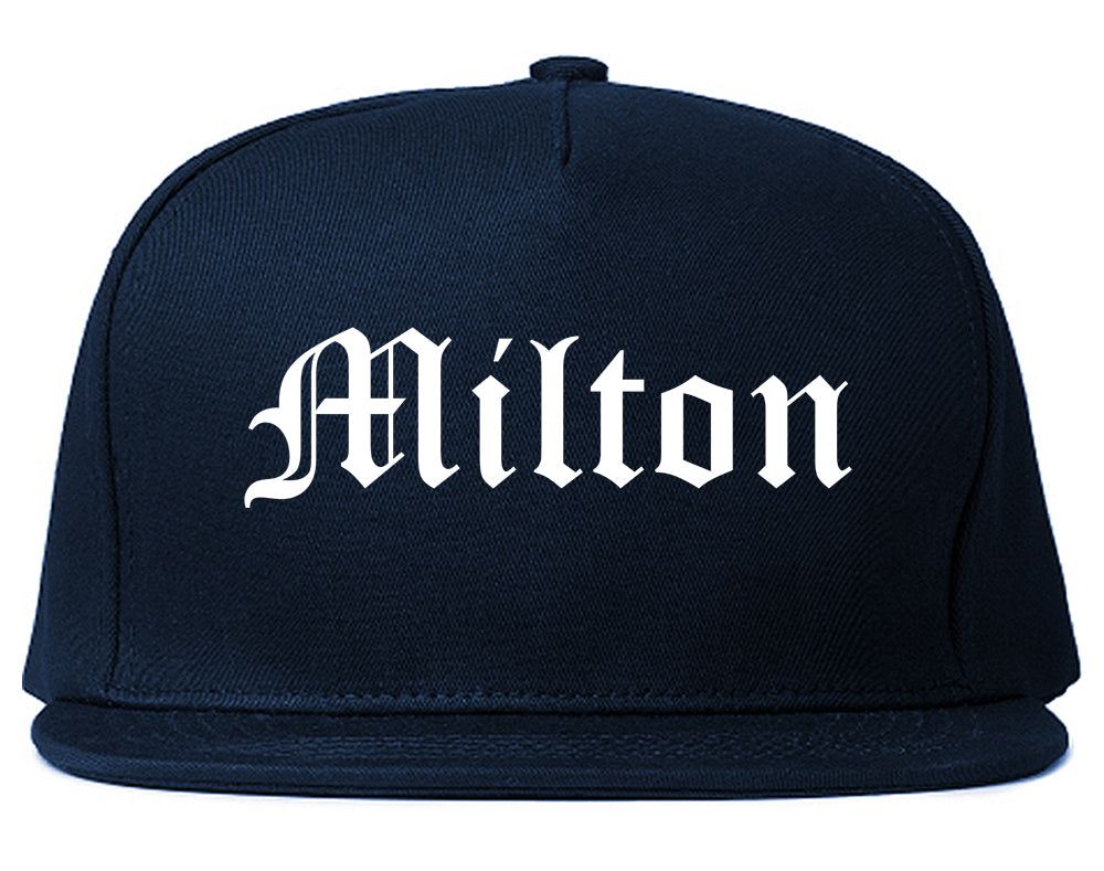 Milton Washington WA Old English Mens Snapback Hat Navy Blue