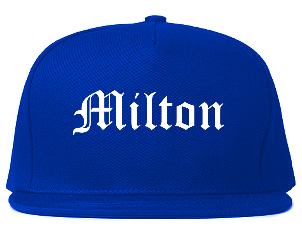 Milton Washington WA Old English Mens Snapback Hat Royal Blue