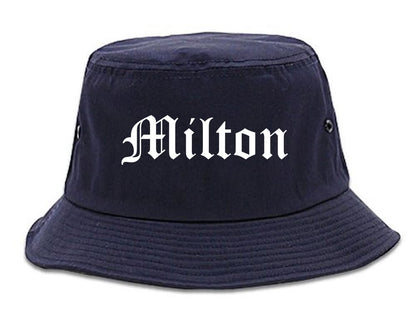 Milton Washington WA Old English Mens Bucket Hat Navy Blue