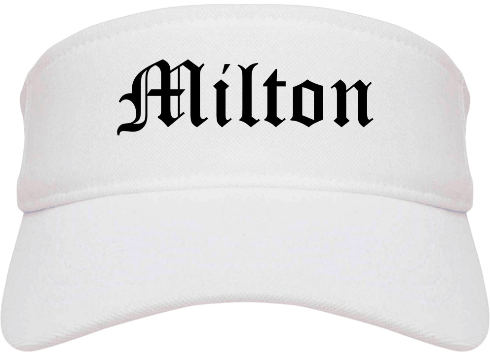 Milton Washington WA Old English Mens Visor Cap Hat White