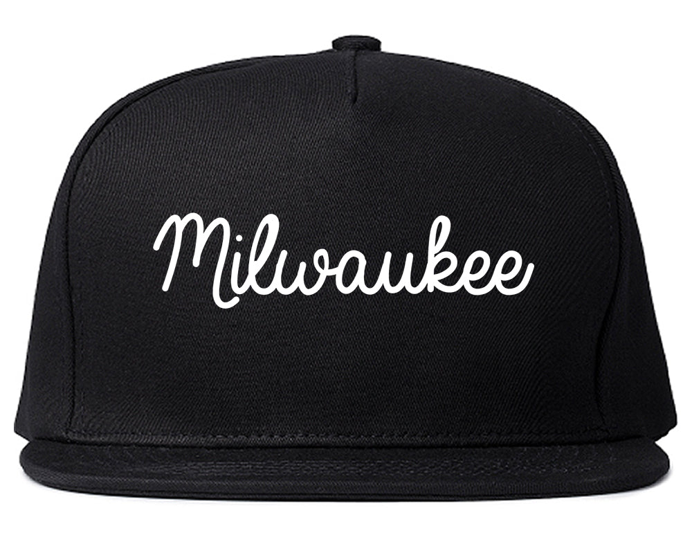 Milwaukee Wisconsin WI Script Mens Snapback Hat Black