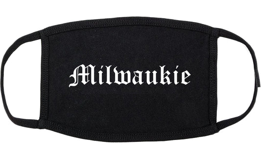 Milwaukie Oregon OR Old English Cotton Face Mask Black