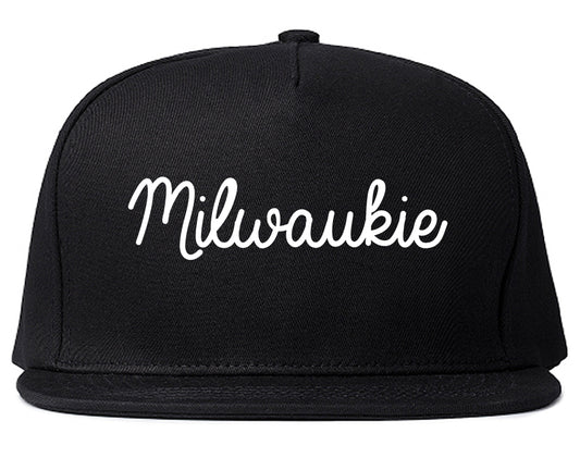 Milwaukie Oregon OR Script Mens Snapback Hat Black