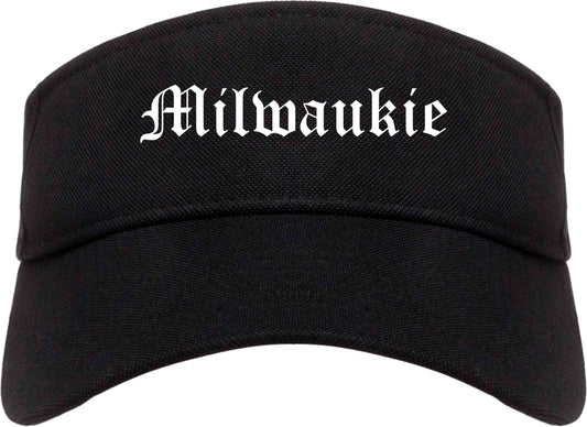 Milwaukie Oregon OR Old English Mens Visor Cap Hat Black