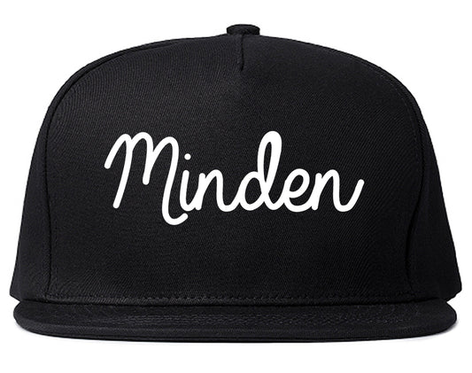 Minden Louisiana LA Script Mens Snapback Hat Black