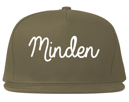 Minden Louisiana LA Script Mens Snapback Hat Grey