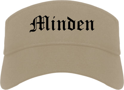 Minden Louisiana LA Old English Mens Visor Cap Hat Khaki