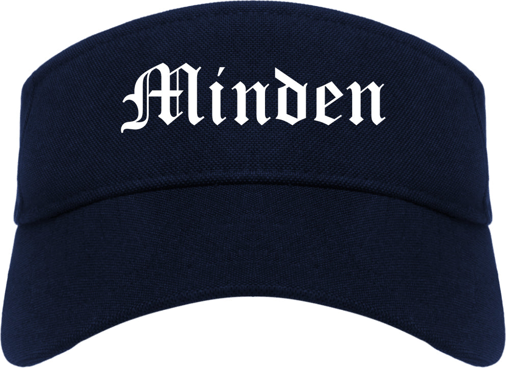 Minden Louisiana LA Old English Mens Visor Cap Hat Navy Blue