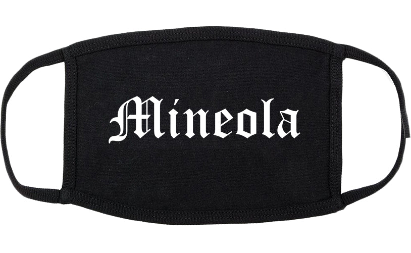 Mineola New York NY Old English Cotton Face Mask Black