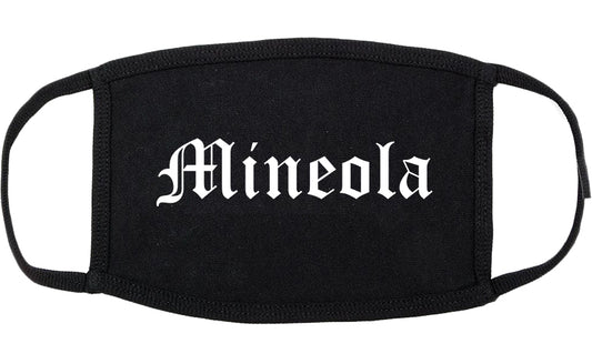 Mineola New York NY Old English Cotton Face Mask Black