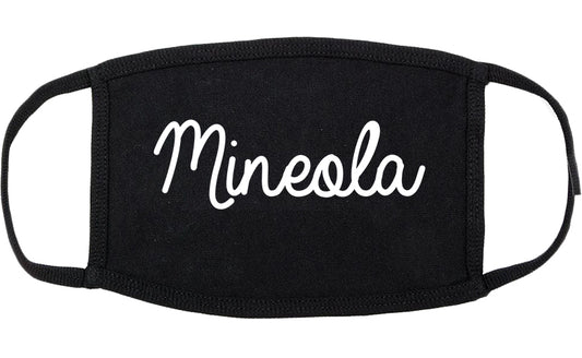 Mineola New York NY Script Cotton Face Mask Black