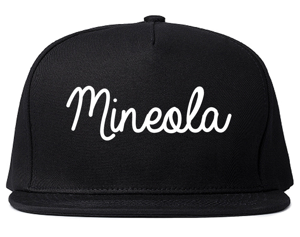 Mineola Texas TX Script Mens Snapback Hat Black