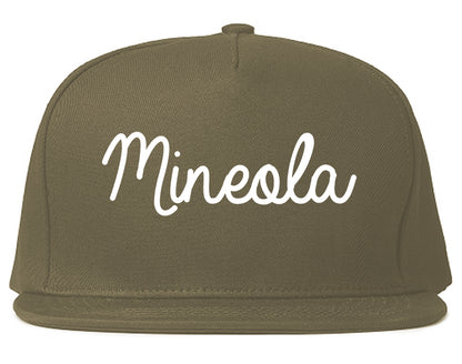 Mineola Texas TX Script Mens Snapback Hat Grey