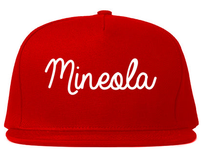 Mineola Texas TX Script Mens Snapback Hat Red