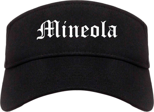 Mineola Texas TX Old English Mens Visor Cap Hat Black